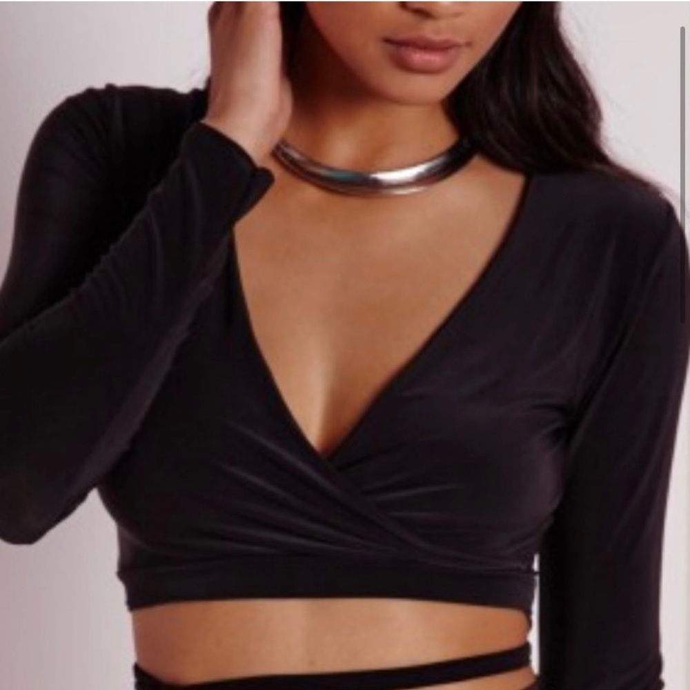 BCBGMAXAZRIA Black Long Sleeve Ballet Dance Top - L